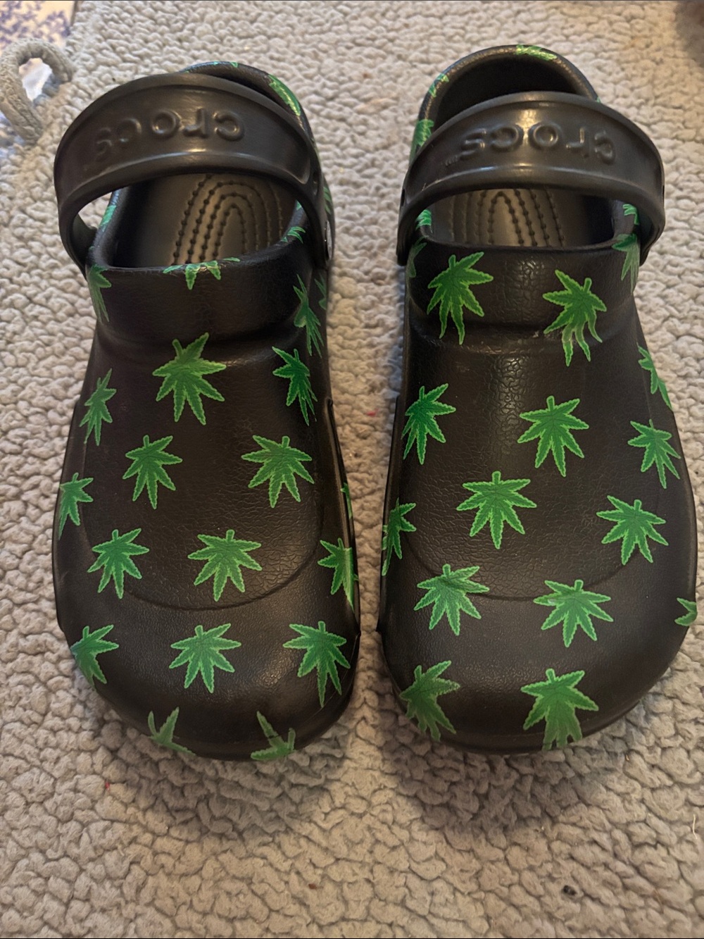 CROCS Black Clog with Hemp Leaf Print